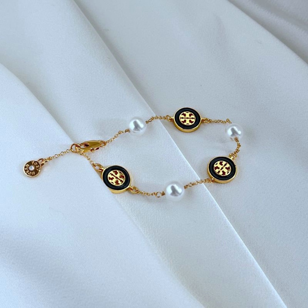 Tory Burch Gold and Black Bracelet with Dainty Chain - Picture 2 of 4